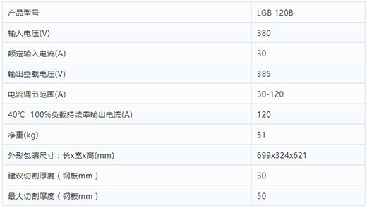 UG环球官方网站数字化等离子切割+碳弧气刨两用机LGB 120B整机参数